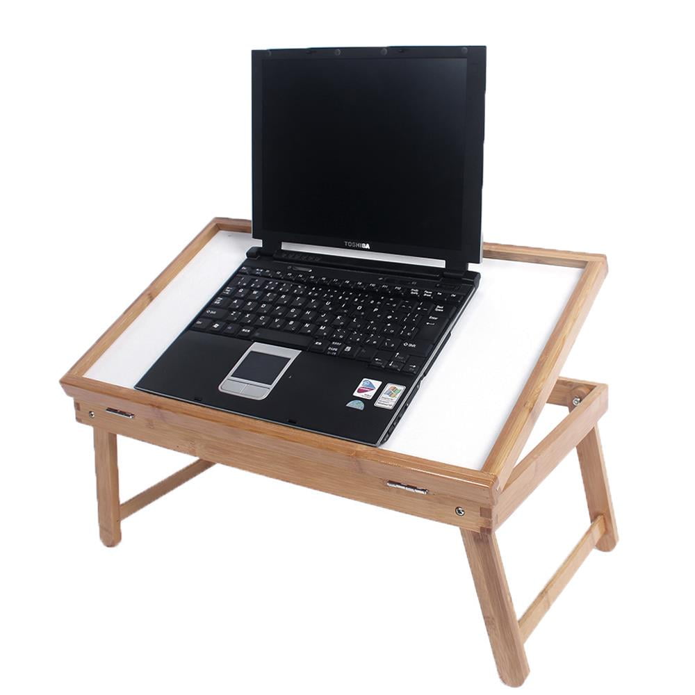 SalonMore Wood Adjustable Lap Table/Bed Tray, White Melamine and