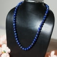 thumbnail image 3 of Tibetan Silver  Genuine Lapis Lazuli Necklace for Women, 18" Strand with 8mm Beads, Handmade in 925 Sterling Silver, Tibetan Silver Fashion Jewelry, 3 of 6