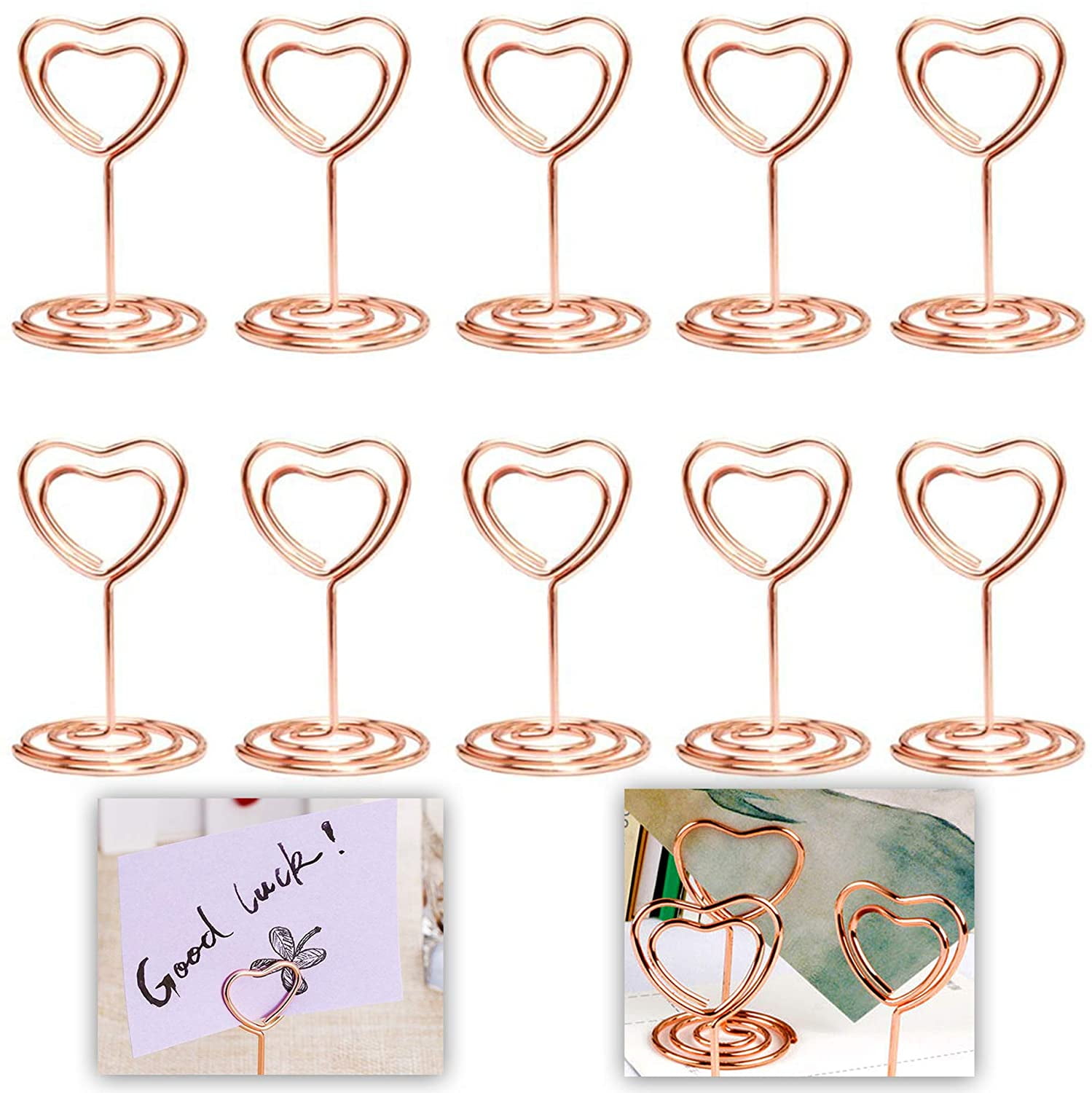 10pcs Holder Clip Number Place MEMO Shaped Table Name Wedding Card Stand Heart 