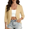 thumbnail image 2 of Stamzod Cropped Cardigan for Women Casual Lightweight 3/4 Sleeve Shrug Cardigans Open Front Elegant Bolero Shrugs for Dresses Beige L, 2 of 10