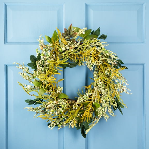 Northlight 12" Unlit Green Multifarious Leaves Artificial Christmas Wreath