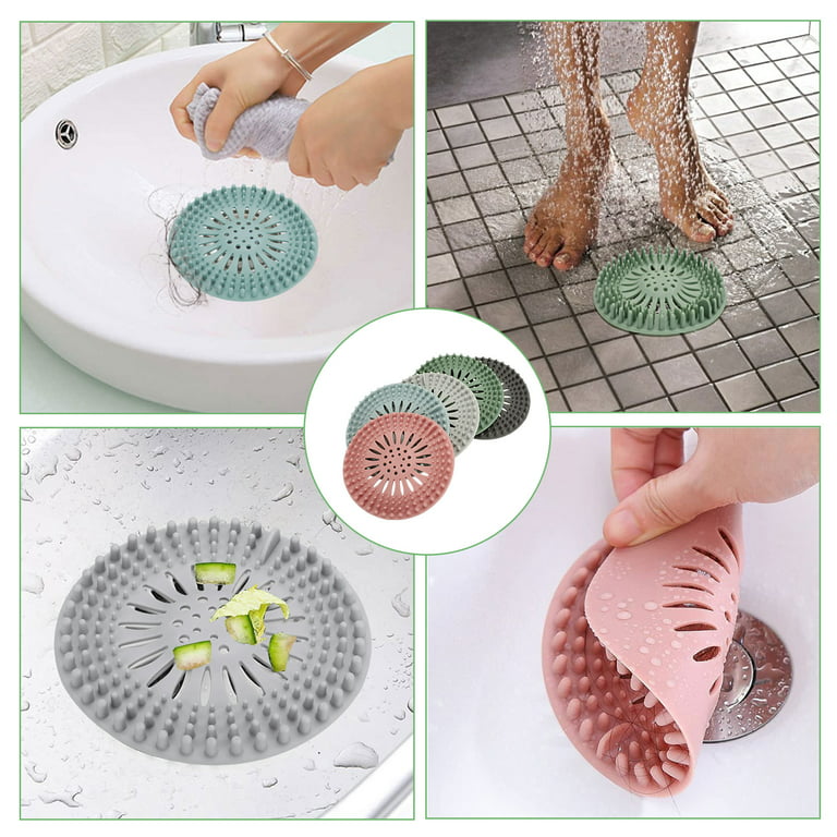 Vigor Bathroom Bathtub Hair Catcher Durable Silicone Hair Stopper Shower Drain Covers(Bulk 3 Sets)