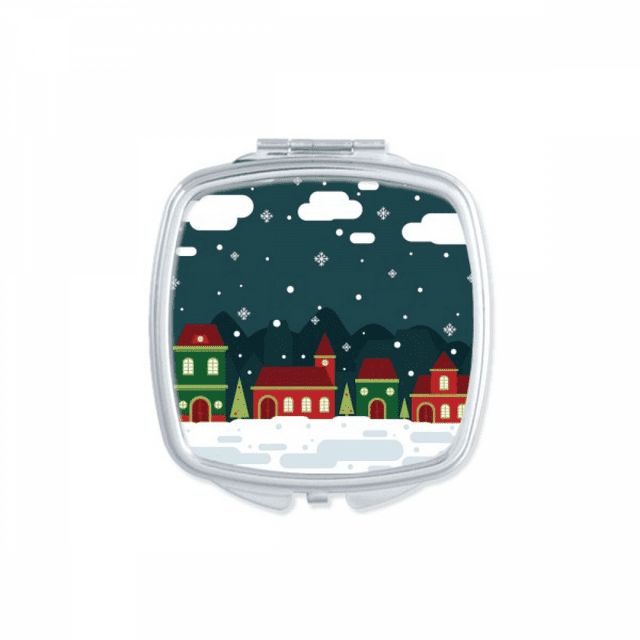 Neige Flocon de Neige Nuage Arbre Maison Carré Miroir Portable Poche Compacte Maquillage Double Face en Verre