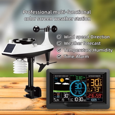 Weather Alarm Clock FJ3390A Multifunctional Professional Weather Station Temperature, Humidity, Wind Speed and Rainfall Detection Weather Forecast Clock