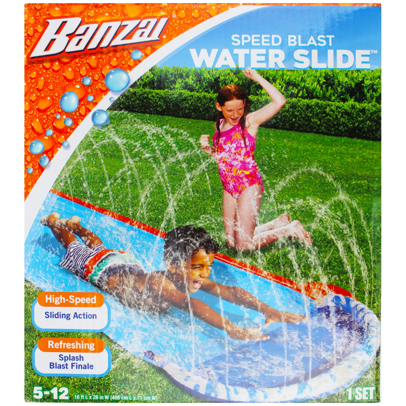 BANZAI Spring & Summer Toys 16ft-Long Speed Blast Water Slide 