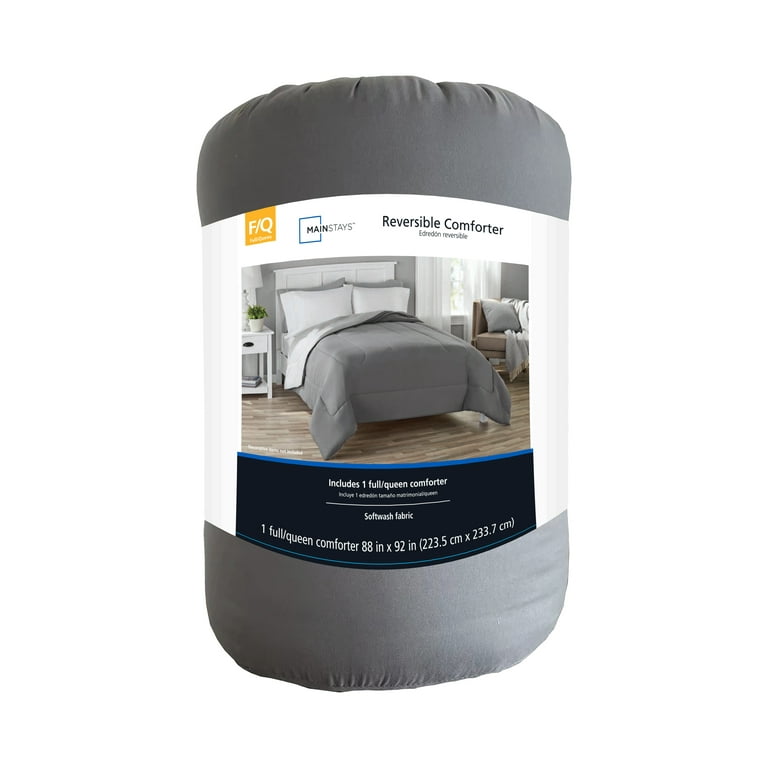 Mainstays Reversible Microfiber Comforter, Gray, Twin/Twin XL, Adult,  Unisex 