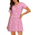 thumbnail image 1 of Fotbe Snowflake pink backgrounds Bata de Dormir para Mujer con Estampado, Camisón de Algodón de Manga Corta, Ropa de Dormir Casual, 1 of 6