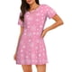 thumbnail image 1 of Fotbe Snowflake pink backgrounds Bata de Dormir para Mujer con Estampado, Camisón de Algodón de Manga Corta, Ropa de Dormir Casual, 1 of 6