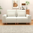 thumbnail image 2 of BSHTI Chenille Deep Seat 2-Seater Sofa with Brushed Stainless Steel Cup Holders and 2 Decorative Pillows – Modern Cozy Loveseat for Living Room, 2 of 11