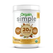 Orgain Simple Organic Vegan 20g Protein Powder- Plant Based, Non-GMO, Peanut Butter 1.25lb