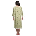 thumbnail image 3 of Moomaya Printed Knee Length Cotton Lace Border 3/4th Sleeve Night Gown For Women, 3 of 6