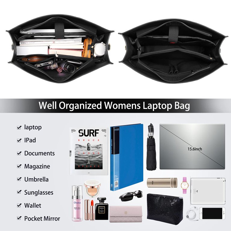 KTMOUW Shopper Voor Dames - Grote Waterdichte Laptoptas 15,6 Inch Met USB-Oplaadpoort - Zwart
