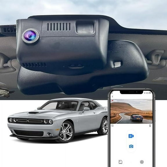 Fitcamx 4K Dash Cam for 2015-2023 Dodge Challenger GT R/T SXT Plus Scat Pack (HD2-6072), OEM Factory Look, 2160P UHD Video, WiFi Connect & APP, Loop Recording, Gravity Sensor, Easy to Set, 64GB Card