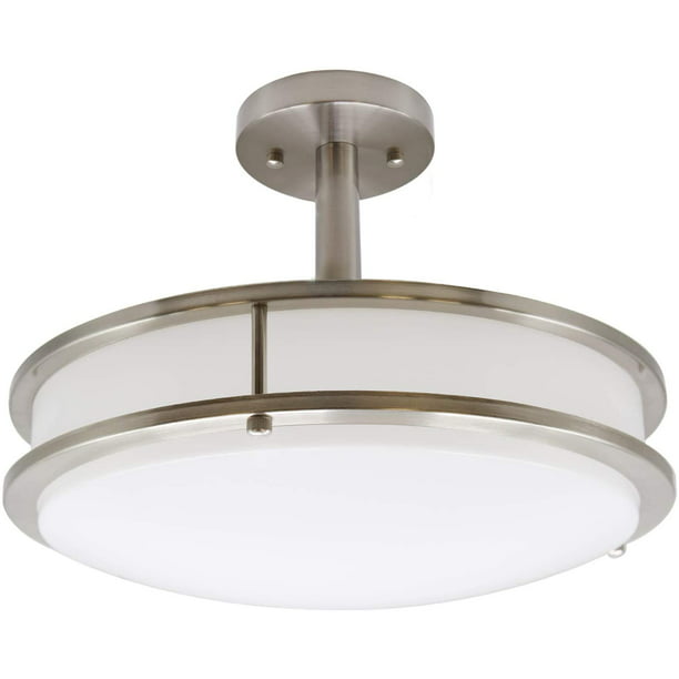 Facon 14inch Modern Led Semi Flush, Polished Nickel Ceiling Light Fixtures