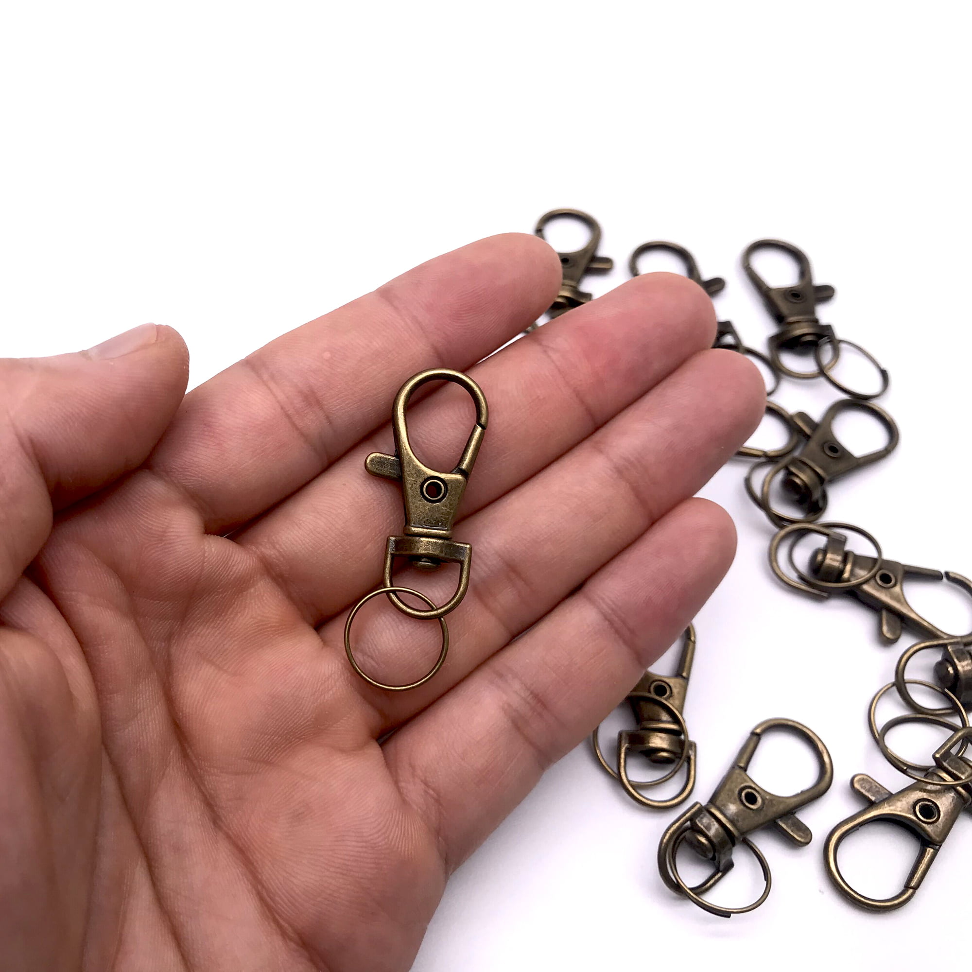 20Pcs Gold Silver Bronze Swivel Lobster Clasp Clips Key Hook Keychain Split  Key Ring Findings Clasps