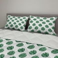 thumbnail image 2 of Aloha Comforter & Sham Bedding Set, Exotic Evergreen Forest Pattern Monstera Leaves Jungle Foliage Brazil Nature, 3 pcs Duvet Set Microfiber Filling Quilt, 5 Sizes, Green and White, by Ambesonne, 2 of 4