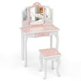 thumbnail image 3 of Costway Coiffeuse pour Enfants Ensemble Table de Maquillage pour Tout-Petits et Tabouret avec Miroir à Trois Volets Tiroir Rose, 3 of 3