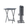 thumbnail image 5 of Contemporary Home Living 4-Piece Planked Top Folding Tray Table Set - 26.5" - Gray, 5 of 6