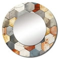 thumbnail image 2 of Designart "Hexagon Rustic Mosaic" Geometric Rund Mirror For Wall Decor - Large Brown Round Print Mirror - Round Modern Mirror - Wall Mounted Round Large Mirror - 23" x 23", 2 of 6