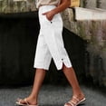 thumbnail image 2 of Women Shorts UK Summer Knee Length Bermuda Pants with Pockets Wide Leg Lightweight Breathable Capri Pants Casual Comfy Holiday Beach Shorts, 2 of 6