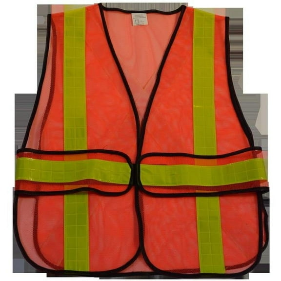 2 in. Orange Mesh Vest Yellow High Gloss Tape, X On Back, Universal Size with Adjustable Sides