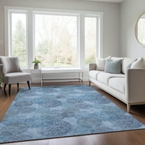 Addison Rugs Chantille Indoor/Outdoor Transitional Circles Denim Washable Rectangle Rug, 3' x 5'