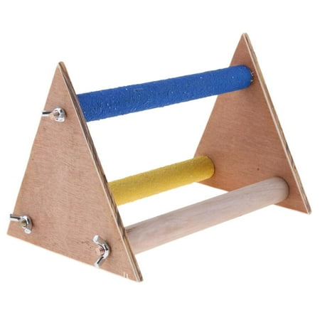Funny Parrot Bird Perch Stand Gym Wooden Activity Table Top Playstand #2 2