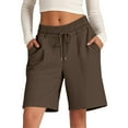 thumbnail image 4 of Womens Bermuda Shorts Elastic Waistband Pockets Drawstring Breathable Knee Length Bermuda Long Shorts for Women, 4 of 8