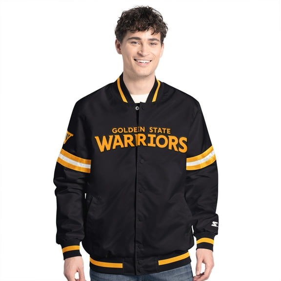 Men's-Starter Black Golden State Warriors Scout Varsity Full-Snap Jacket