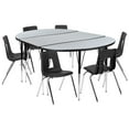 thumbnail image 2 of Flash Furniture Emmy 76" Oval Wave Flexible Laminate Activity Table Set with 18" Student Stack Chairs, Grey/Black, 2 of 15