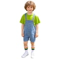 thumbnail image 6 of LRen Overalls for Girls Size 10-12 Summer Denim Shortsalls+ Solid Color Top+Socks 3Piece Set Loose Fit Cotton Daily Wear Stretchy Denim Rompers With Pockets, 6 of 6