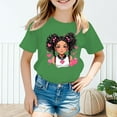 thumbnail image 2 of PMVFHDE T-Shirts pour Filles Hauts Décontractés pour Filles Hauts d'Été pour Filles Grande Taille T-Shirt Graphique Mignon Col Rond Manches Courtes T-Shirt Décontracté d'Été Vert, 3-4 Ans, 2 of 5