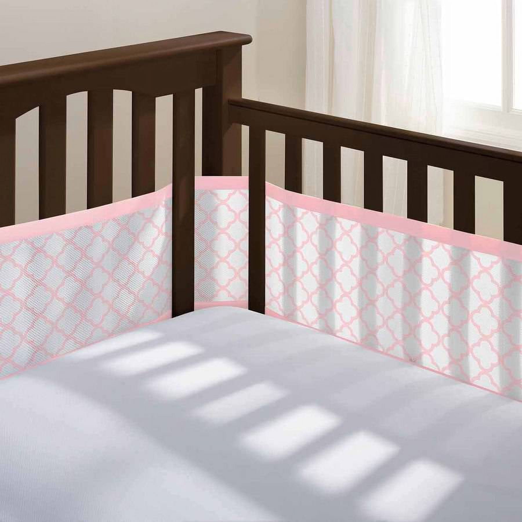 BreathableBaby Breathable Mesh Liner for Full-Size Cribs, Classic 3mm Mesh,  Gray Clover (Size 4FS Covers 3 or 4 Sides)