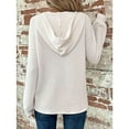 thumbnail image 2 of TITAKING Women's Casual Waffle Knit Hoodie, Long Sleeve, Pullover, White L, 2 of 5