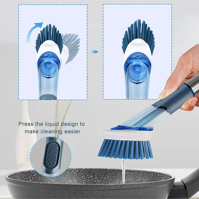 Soap Brush Kitchen, Dish Scrubber Brush with Soap Dispenser, Soap  Dispensing Dish Brush with 4 Replaceable Heads, Kitchen Soap Dispenser for  Dishes