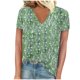 thumbnail image 1 of Blusas para las Mujeres Casual Cuello en V Manga Corta Impresa, 95% Poliéster 5% Spandex Camiseta Top para el Día a Día, Fiesta Y Ropa de Trabajo, 1 of 4