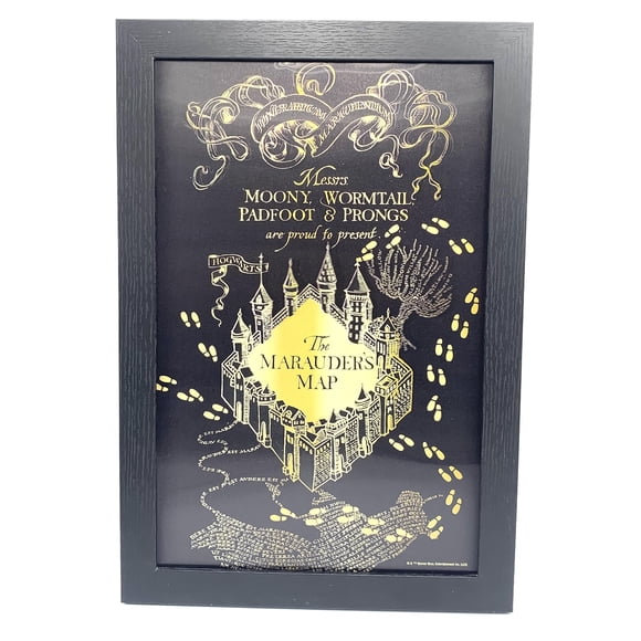 Silver Buffalo Harry Potter Messrs, Mooney, Wormtail, padfoot, Prongs are proud to present The Marauder’s Map 13" x 19" Framed Lenticular Wall A