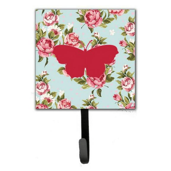 Caroline's Treasures BB1049-RS-BU-SH4 Butterfly Shabby Chic Blue Roses BB1049 Leash or Key Holder, Blue, Single Hook, multicolor