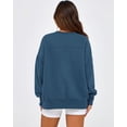 thumbnail image 4 of BTFBM Women's Casual Crewneck Sweatshirts Spring Long Sleeve Side Slit Workout Fleece Pullover Top Fashion Clothing, 4 of 9