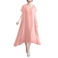 thumbnail image 6 of Zpanxa V-Neck Casual Dress Short Sleeve Solid Color Women's Dress Silky Soft for Work Holiday, 6 of 8