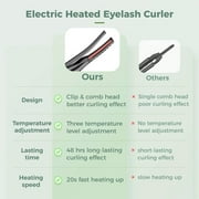 Heated Eyelash Curlers, USB Rechargeable Electric Eyelash Curler for Women, 3 Temperature Modes 2 in 1 Clip-Type Eyelash Curler with Built-in Comb Fast Heating & Long Lasting