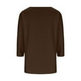 thumbnail image 4 of ZQUUVOU Women's Solid Color 3/4 Sleeve V-Neck Pullover Casual Tops(Coffee,M), 4 of 6