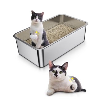 XXXL Stainless Steel Litter Box With Footboard – Extra Large 28”x20” Metal Litter Box For Big Cats & Multiple Cats