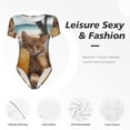thumbnail image 6 of Uemuo Relaxing Cat With Orange Juice Pattern Women's One Piece Short Sleeve Swimsuit Rash Guard Surfing Modest Quick-drying Swimsuit Beach Essentials-, 6 of 9