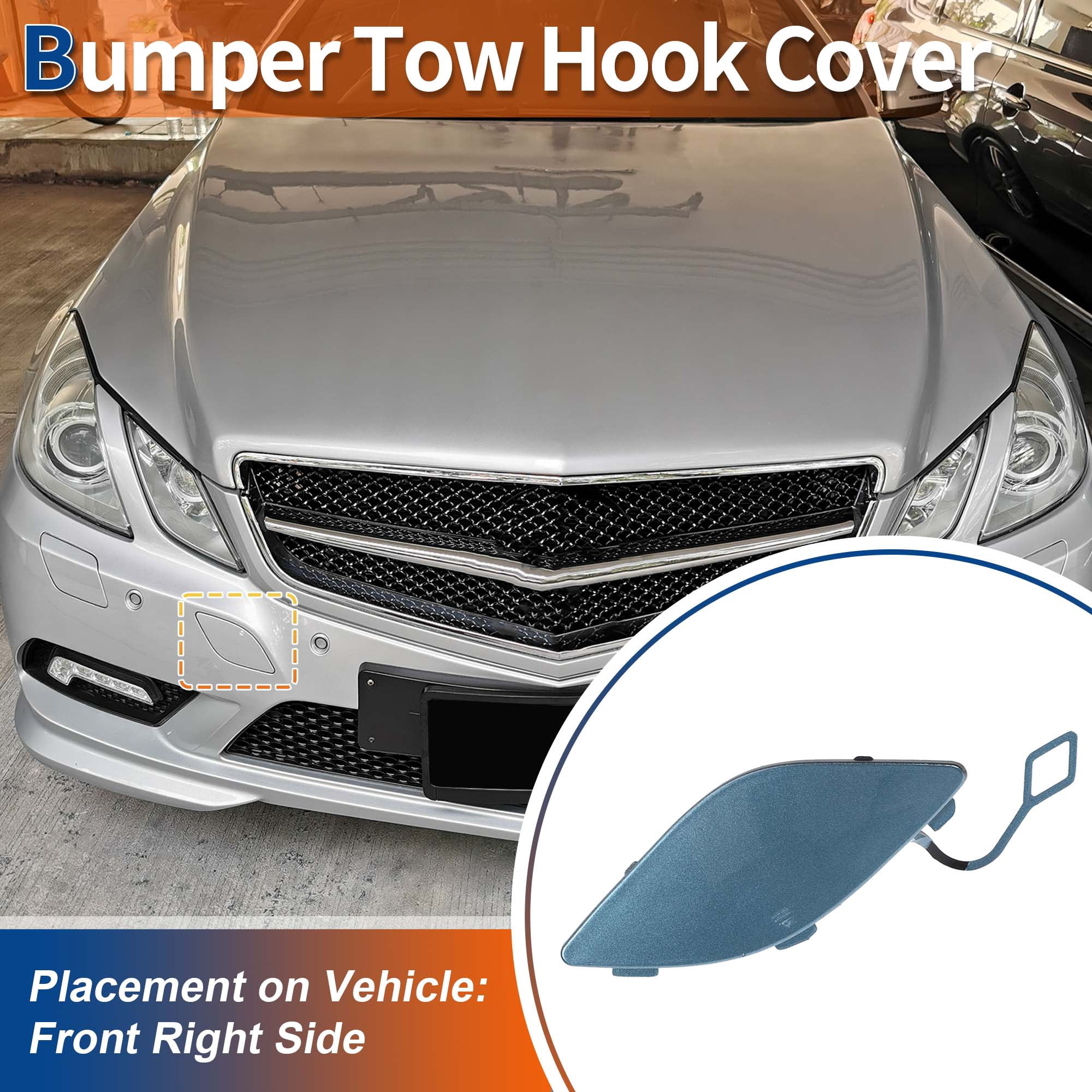 Unique Bargains Front Right Passenger Side Bumper Tow Hook Cover Light Blue Metallic