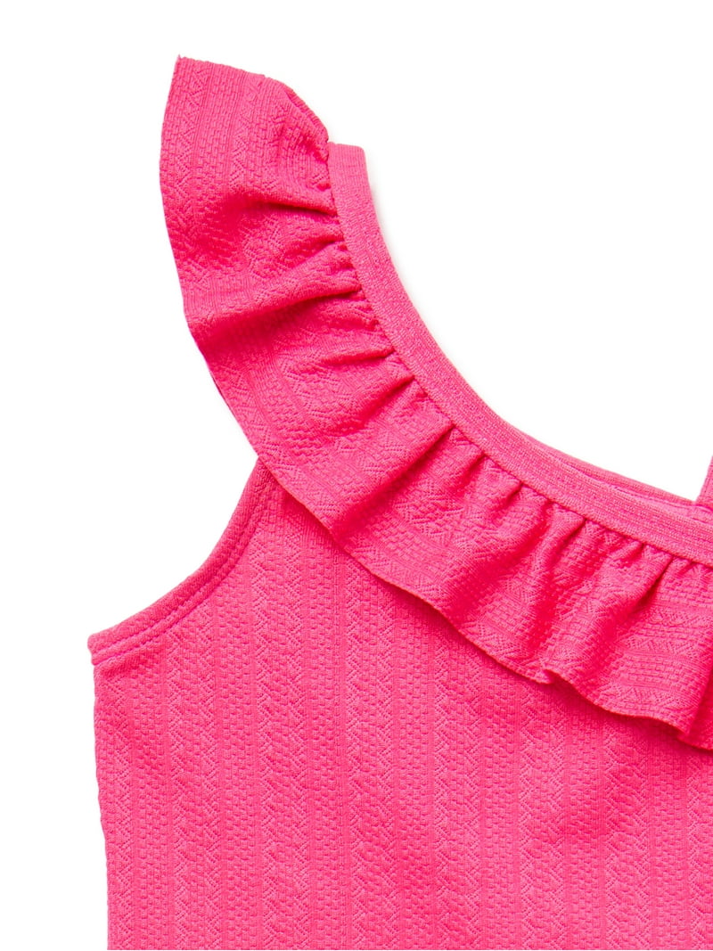 【WONDER WONDER】Rippon Frill Tiered Strap Round L/Sleeve T Wonder Nation Toddler Girl Textured Ruffle Tankini Swimsuit