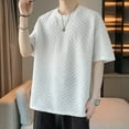 thumbnail image 2 of Men's Summer Oversized Cotton Shirt - Solid Color, Short Sleeve - Round Shoulder Design - M-XXXXL Sizes - Casual/Party Wear, 2 of 6