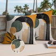 thumbnail image 3 of Boho Middle Century Outdoor Pillow Covers 24x24 Set of 2,Waterproof Patio Throw Pillowcase Protectors,Abstract Orange Geometric Leaves Decorative Pillow Shams Cushion Covers for Seat Bed Couch Sofa, 3 of 8