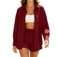 thumbnail image 2 of Aofany Short Sets for Women Long Sleeve Shirt Shorts 2 Piece Summer Beach Vacation Outfits Lounge Set, 2 of 8