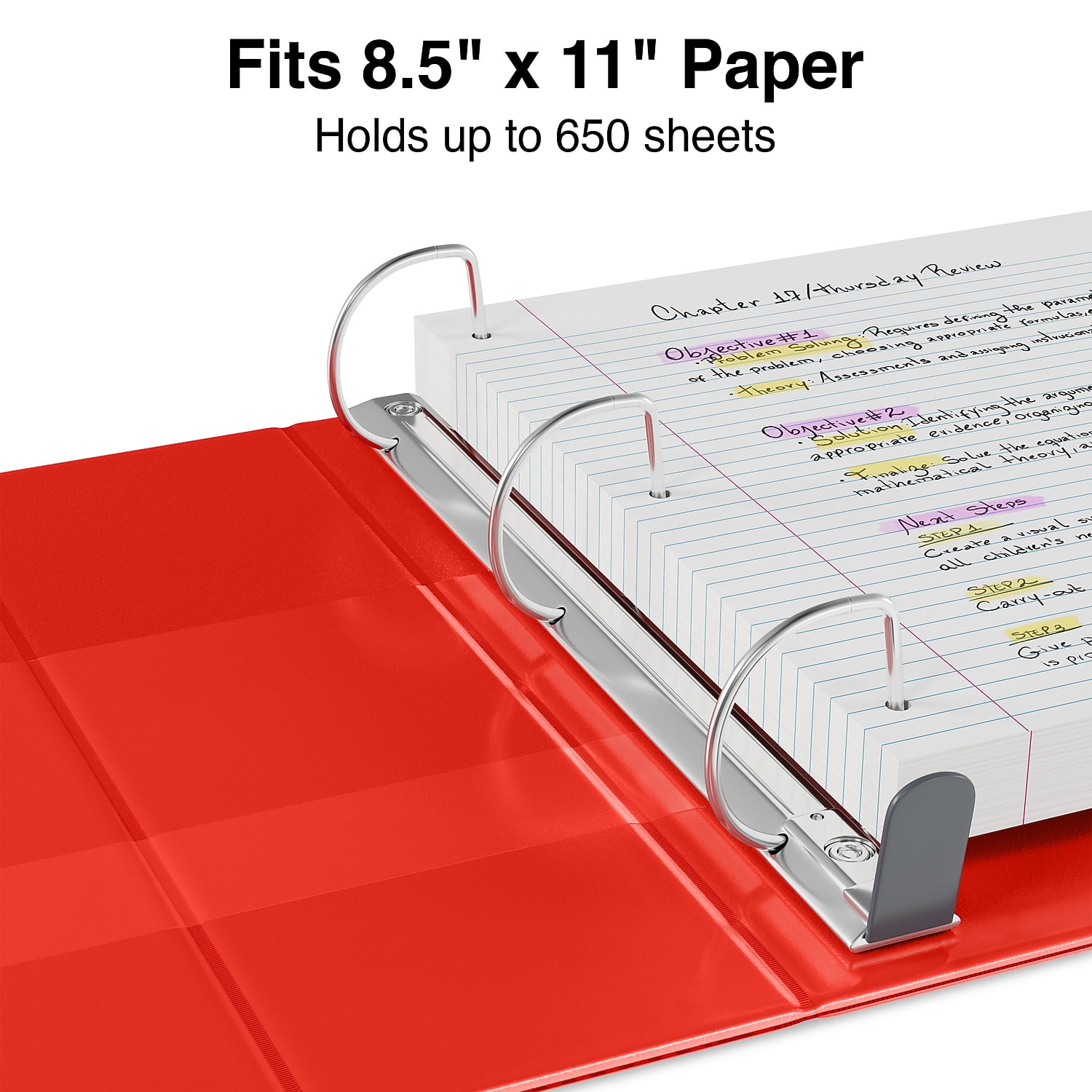 3" Staples Heavy-Duty View Binders with D-Rings Red 976064